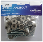 25 schroeven 6 x 60 mm incl vlakke ring en dop damwandprofiel N kleur grijs 25 stuks