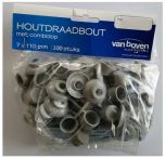 100 st schroeven 7 x 110 mm incl. ring en afsluitdop kleur grijs